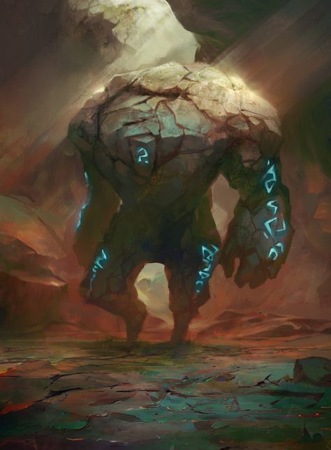 Elemental Creature Art, Golem Fantasy Art, Golem Art, Earth Elemental, Cool Monsters, Monster Concept Art, Dungeons And Dragons Homebrew, Fantasy Monster, Monster Design