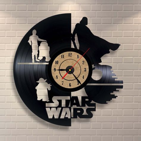 Star Wars Zimmer, Star Wars Wall Decor, Star Wars Room, Vinyl Record Clock, Star Wars Love, Record Clock, Deco Originale, Star Wars Baby