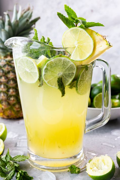 This post is sponsored by Princess Cruises, all opinions are my own. Pineapple Mojito: This pineapple mojito recipe is chock full of classic mojito flavor, mint and lime, with a fun tropical twist! You can Pineapple Mojito Recipe, Traditional Mojito Recipe, Pineapple Mojito, Mojito Ingredients, Classic Mojito, Cocktail Fruit, Mojito Mocktail, Mint Simple Syrup, Pineapple Water