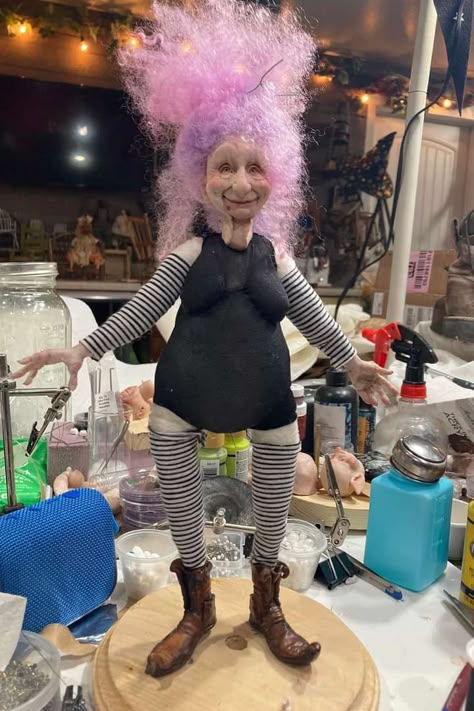 Karen Baker, She Whispered, Art Dolls Cloth, Shes Perfect, Clay Dolls, Art Dolls, Pink Purple, Doll Clothes, Dolls