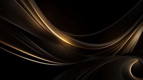 Photo abstract black and gold lines back... | Premium Photo #Freepik #photo #smooth #wave-illustration #light-wave #light-banner Gold Lights Aesthetic, Black Gold Texture, Black And Gold Background, Background Banner Design, Background Effect, Wave Light, Gold And Black Background, Lines Background, Birthday Posters