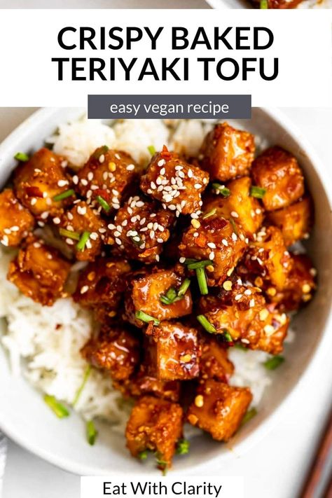 Teriyaki Tofu Noodles, Tofu Recipes Teriyaki, Easy Dinner For One Vegetarian, Vegan Baked Tofu Recipes, Easy Tofu Dinner Recipes, Tofu Terriaki, Hasselback Teriyaki Tofu, Baked Tofu And Veggies, Vegetarian Lunch Ideas Easy