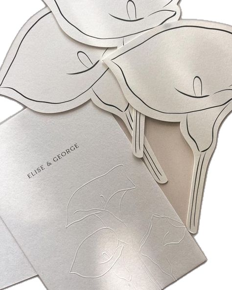 Minimalist Wedding Invite, No Flower Wedding, Wedding Minimalist Invitation, Wedding Stationary Ideas, Cool Wedding Invitations, Calla Lily Wedding Invitations, Calla Lillies Wedding, Hand Embossing, Wedding Invitations Ideas