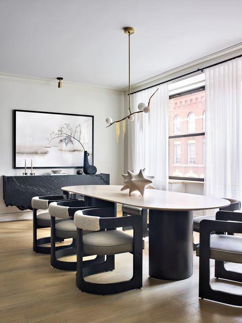 Tribeca Loft, Living Room Foyer, Vanguard Furniture, Geometric Chandelier, Hanging Crystals, Luxe Interiors, Everly Quinn, Dining Room Design, Modern Dining