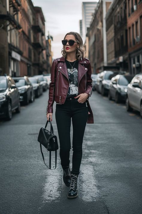 15 Edgy Fall Outfits to Elevate Your Wardrobe! – fashionbylina.com Punk Edgy Outfits, Classic Edgy Fall Outfits, Feminine And Edgy Style, Rocker Fashion Style, 2024 Edgy Outfits, Parisian Rocker Chic, Elegant Edgy Style, Casual Rocker Style, Girly Edgy Outfits