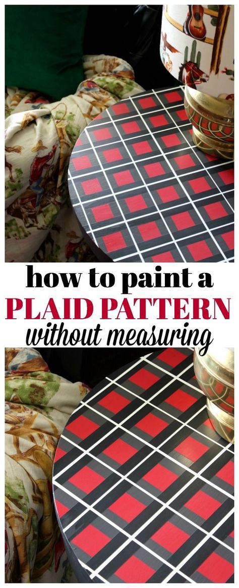 How to Paint a Plaid Pattern | DIY Furniture Makeovers | DIY Painting Ideas | Painting Techniques | Painted Furniture Ideas Paint Plaid, Diy Painting Ideas, Painted Furniture Ideas, Cheap Patio Furniture, Diy Paint Projects, Patterned Furniture, Cheap Patio, Diy Furniture Easy, Distressed Furniture