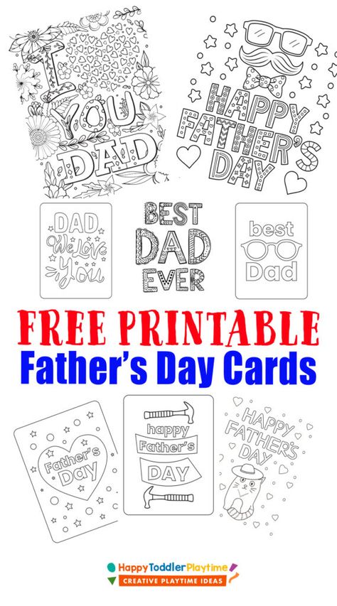 Free Printable Father's Day Cards for Kids to Color - Happy Toddler Playtime Happy Father's Day Printables Free, Happy Father’s Day Free Printable, Father’s Day Cards To Color, Fathers Day Card Printable Free, Happy Fathers Day Cards Free Printable, Fathers Day Card Template Free Printable, Father’s Day Cards From Toddlers, Fathers Day Card For Kids, Free Fathers Day Printables