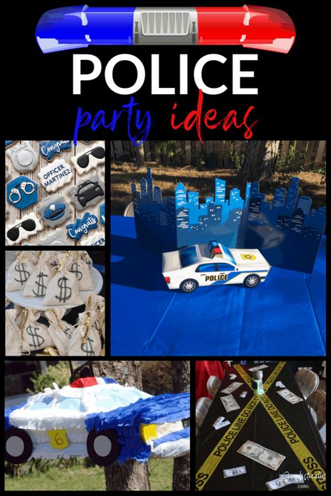 Police Birthday Party Food, Police Party Ideas Kids, Police Party Balloons, Police Party Ideas, Police Party Decorations, Police Decorations, Police Officer Party, Police Birthday Cakes, Police Themed Birthday Party