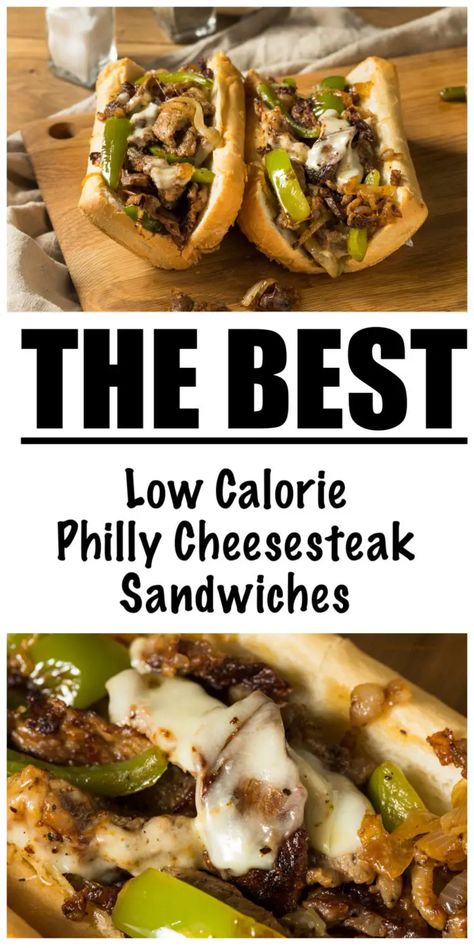 Healthy Philly Cheesesteak Sandwiches (UNDER 450 CALORIES!) Ground Turkey Philly Cheesesteak Healthy, Macro Friendly Cheesesteak, Low Cal Philly Cheesesteak, Low Calorie Philly Cheese Steak, Low Calorie Chicken Sandwich, Low Calorie Steak Recipes, Healthy Cheesesteak, Low Calorie Beef Recipes, Low Calorie Sandwich