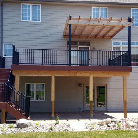 Elevated Deck Ideas, Deck Ideas For Small Backyards, Deck Ideas On A Budget, Backyard Deck Ideas, Ideas For Small Backyards, Pergola Deck, Small Backyard Decks, Deck Renovation, Deck Addition