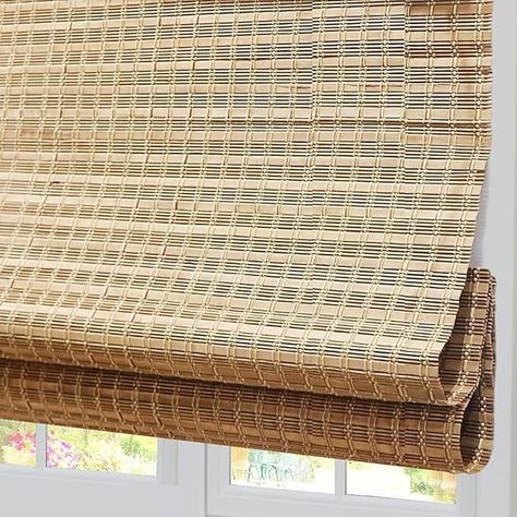 Amazon.com: Cordless Blackout Bamboo Roman Shades, Light Filtering UV Protection Wooden Roller Blinds with 6" H Valance, Custom Room Darkening Roller Bamboo Blinds for Windows, Doors, Porch, Color 10 : Home & Kitchen Rattan Blinds, Light Filtering Window Treatments, Bamboo Roller Shades, Woven Blinds, Bamboo Roman Shades, Cordless Blinds, Window Roller Shades, Bathroom Upgrade, Wooden Shades