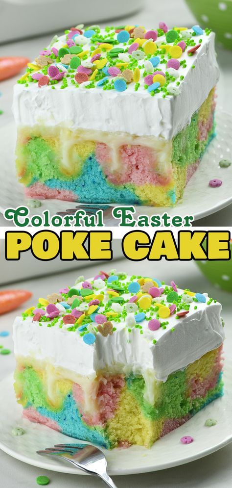 Easter Poke Cake, Easy Easter Desserts, Easter Desserts Recipes, Poke Cake Recipes, Make Ahead Desserts, Poke Cakes, Easter Baking, Poke Cake, Easter Dessert