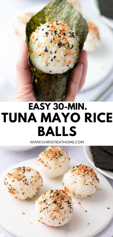 Fried Tuna Balls, Furikake Rice Ball, Sesame Rice Balls, Nori Lunch Ideas, Korean Tuna Rice Balls, Rice Snacks Recipes, Rice And Tuna Balls, Japanese Tuna Rice Balls, Tuna And Rice Balls