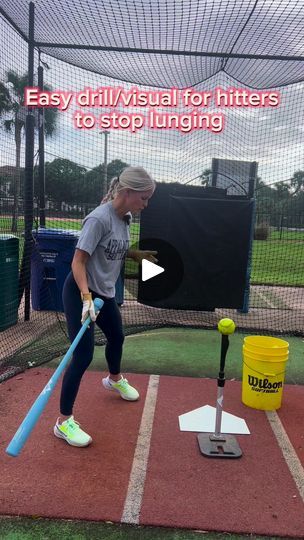 115K views · 525 reactions | A small clip from my YouTube video “2 hitting drills to stop lunging.” This is probably the easiest drill you can do to “feel” staying behind your front side. When you swing and collapse on your front knee, you’re losing power and more than likely getting on top of the ball. Stay behind the front side in order to generate power and hit line drives. A cue I love to give younger kids is chest behind your belly button. Make sure you’re taking your time when doing this. #softball #baseball #tannertees #hittingdrills #hitting | MegRem Softball | MegRem Softball · Original audio Hitting Drills Softball, Baseball Videos, Softball Drills, Slow Pitch Softball, Drills, Belly Button, Youtube Video, Softball, You Can Do