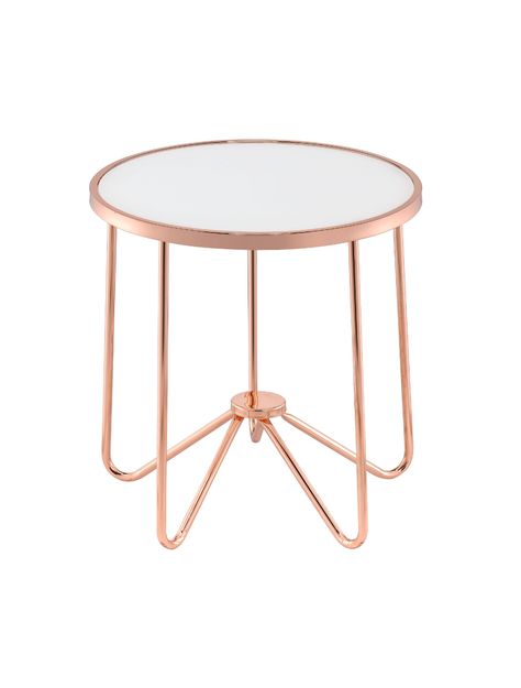 Rose Gold Rooms, Rose Gold Office, Bedside Table Round, Rose Gold Bedroom, Gold End Table, Gold Room Decor, Glass Top End Tables, Gold Rooms, Gold Furniture