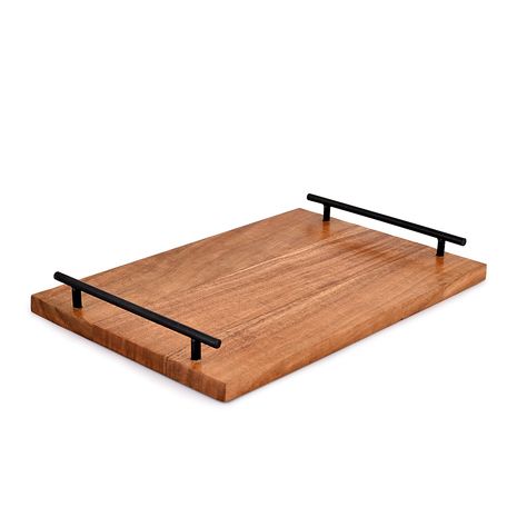 PRICES MAY VARY. Iron handle strong and classic. Connect by finger joints wood, help make sturdy and beautiful. Our food tray has been made with the best quality acacia wood and designed to perfection so that it serves you right for years to come. Wooden serving tray are often used as a finished product as a multipurpose wood breakfast serving tray or accessory organizer. Enhance your rustic farmhouse or log cabin aesthetic when you use this gorgeous acacia dark wood serving tray with handles De Log Cabin Aesthetic, Accessory Organizer, Cabin Aesthetic, Wooden Serving Tray, Serving Tray Decor, Breakfast Tray, Tray With Handles, Wooden Serving Trays, Ottoman Tray