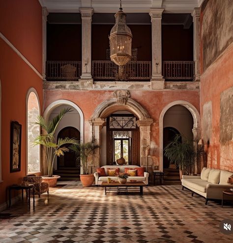 Spanish Colonial Interior Design, British Colonial House, Buzios Brazil, Style Hacienda, Mexican Villa, Mexican Interior Design, Cuban Restaurant, Mountain Villa, Spanish Hacienda