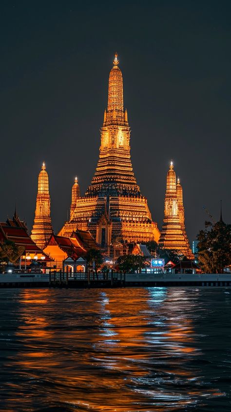 Thailand Beautiful Places, Thailand Temples, Wat Arun Bangkok, Wat Arun Temple, Thailand Bucket List, River At Night, Thailand Temple, Bangkok Thailand Travel, Bangkok Travel Guide