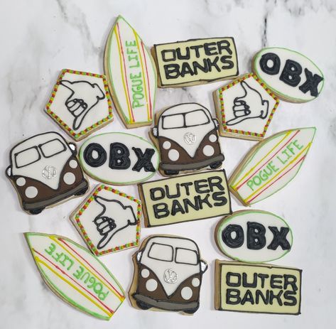 Outer Banks Themed Party, Outer Banks Cookies, Bank Cake Ideas, Outer Banks Themed Birthday Party, Outer Banks Birthday, Beach Birthday Cake, 14th Birthday Cakes, 17th Birthday Ideas, Pogue Life