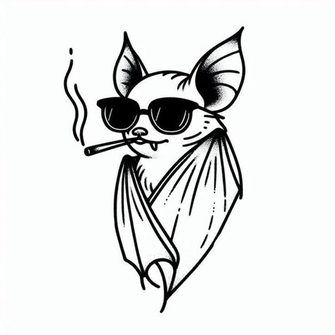 Dark Disney Drawings, Bat Drawing Cute, Goth Drawing Ideas, New School Tattoo Designs Sketches, Creepy Flash Tattoo, Cartoon Style Tattoos, Flash Art Tattoo Ideas, Goth Drawings, Tattoo Art Ideas