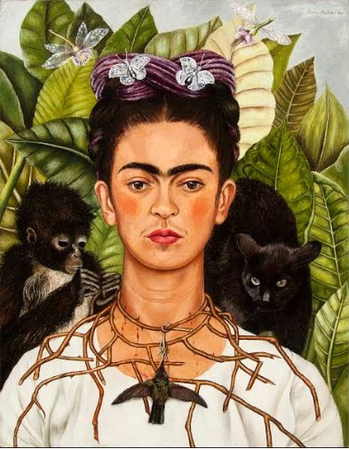 Frida Kahlo Exhibit, Thorn Necklace, Frida Kahlo Artwork, Diego Rivera Frida Kahlo, Meret Oppenheim, Frida Kahlo Paintings, Frida Kahlo Portraits, Kahlo Paintings, Frida And Diego