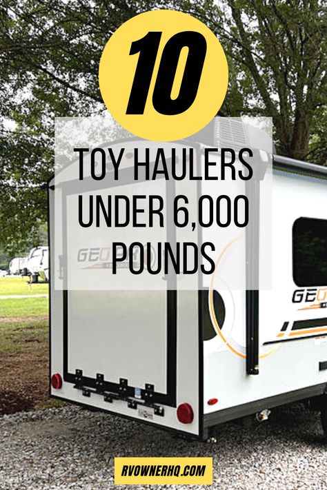 Many RV manufacturers are now producing what are considered lightweight toy haulers that weigh less than 6,000 pounds and in some cases less than 5,000 pounds. So if you happen to have a smaller less capable tow vehicle, such as an SUV or small truck, not to worry. As we’ve highlighted some of the best and most popular toy haulers under 6,000 pounds in our latest blog post. Toy Hauler Rv, Toy Hauler Camper, Toy Haulers, Small Campers, Small Trucks, Popular Toys, Toy Hauler, Creature Comforts, Rv