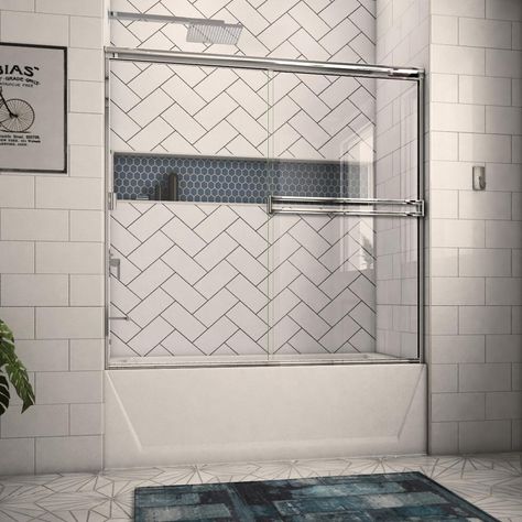 Tub Door, Tub Enclosures, Bathtub Doors, Small Bathroom Renovation, In The Bathtub, Tub Doors, Hall Bathroom, Bathroom Tub, Bathroom Remodel Designs