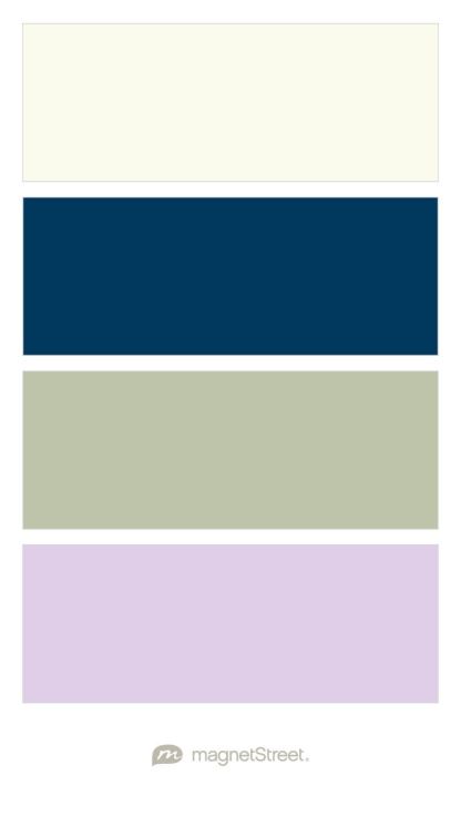 Ivory, Navy, Sage, and Lavender Wedding Color Palette - custom color palette created at MagnetStreet.com Champagne Wedding Colors, Custom Refrigerator, Family Photo Colors, Theme Color, Wedding Color Palette, Wedding Color, Mellow Yellow, Wedding Color Schemes, Colour Schemes