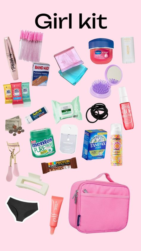 #Girl kit#Emergancy kit#Periods#Back to school Back To School Girly Supplies, Period School Kit, Preppy School Emergency Kit, Teenage Girl Emergency Kit Back To School, Girl Kit For School, 5th Grade Emergency Kit, Period Bag Essentials, Emergancy Kits Girl For School, Middle School Emergency Kit