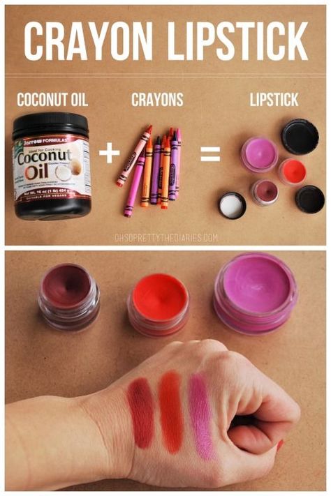 10 clutter-free gifts that kids can make: two-ingredient homemade lip gloss. Lipstick Recipe, Diy Crayon Lipstick, Diy Crayons, Crayon Lipstick, Diy Lipstick, Crayola Crayons, Diy Lips, 2 Ingredient, Homemade Beauty Products