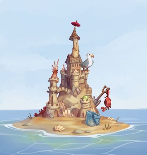 ArtStation - Sand Castle, Victoria Parkalova Castle Concept Art, Sandcastle Drawing, How To Draw A Sand Castle, Sand Castle Drawing, Cartoon Sandcastle, Sandcastle Illustration, Sand Castle Illustration, Sand Castles, Sand Castle Competition