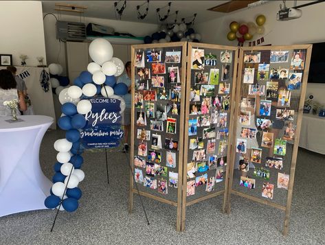 Graduation Party Ideas Photo Display, Retirement Open House Ideas, Grad Party Picture Display, Grad Party Photo Display, Graduation Open House Ideas, Graduation Picture Display, Graduation Party Picture Display, Grad Party Theme, Senior Board