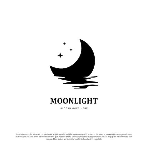 Moon Illustration Aesthetic, Moon Logo Design Creative, Moonlight Logo, Calm Logo, Moon Graphic Design, Logo Lune, Moon Logo Design, Nike Wallpaper Iphone, Coffee Shop Logo Design