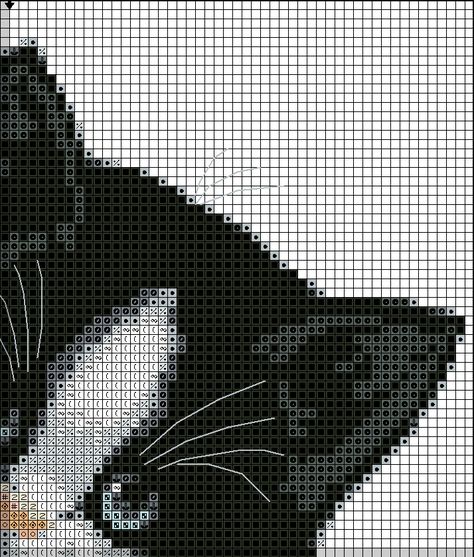 Pixel Art Chat, Cat Cross Stitches, Crochet Cat Pattern, Pixel Crochet, Cat Cross Stitch Pattern, Tapestry Crochet Patterns, Pola Kristik, Cat Cross Stitch, Cross Stitch Borders