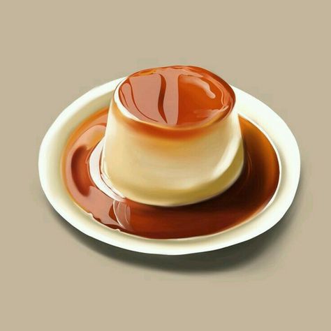 Flan Cake Illustration, Aesthetic Pudding, Japanese Pudding, Flan Cake, Japan Candy, 귀여운 음식 그림, Foodie Art, Art Japan, Food Illustration Art