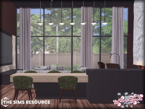 This set is made in five parts, all five can be found at my profile. Fourth one is build type set where you can find wall, floor, wall addons, windows.. Featuring darker colors and yet cozy for sims to live in. Hope you enjoy. :) Glass Wall Sims 4 Cc, Flat Christmas Tree, Sims Baby, Sims 4 Clutter, Sims 4 Cc Furniture, Modern Windows, Small Windows, Media Wall, Sims 4 Build