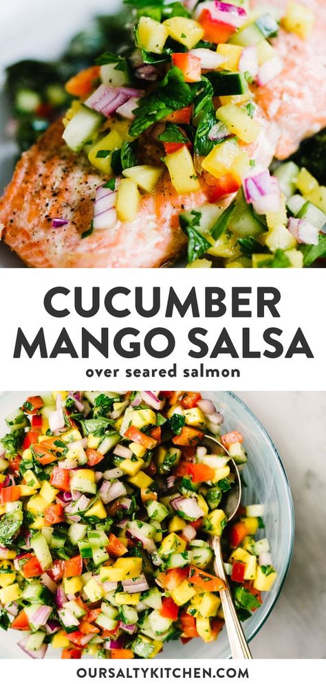 Oms Recipes, Whole30 Salmon, Cucumber Mango, Whole30 Recipe, Easy Whole 30 Recipes, Garlic Butter Salmon, Pan Seared Salmon, Seared Salmon, Wild Salmon