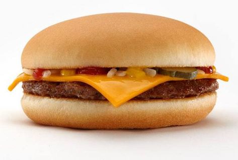 McDonald's Cheeseburger Ketchup, Cheeseburger, Pickles, Cheese