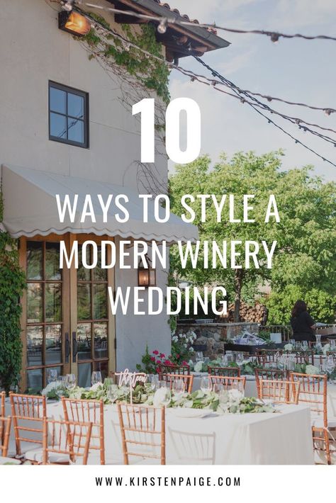 10 Ways to Style a Modern Winery Wedding, #kpbride | Kirsten Paige | Truly one of my favorite weddings to date was our Kirsten Paige bride, Brooklyn! Her wedding was outdoors at Clos LaChance Winery in California. Styled & planned all by herself. With twinkle tights, wooden chairs, greenery, white bouquets, white bridesmaid dresses and more this wedding decor is one not to miss. View the full blog post for more! -> https://www.kirstenpaige.com/blog/california-vineyard-wedding/brooklyn-and-jason Weddings At Vineyards, Wedding On Vineyard, October Vineyard Wedding, Winery Wedding Inspiration, Winery Wedding Decorations Centerpieces, Wedding In Winery Vineyard, Winery Themed Wedding, Boho Winery Wedding, Winter Vineyard Wedding