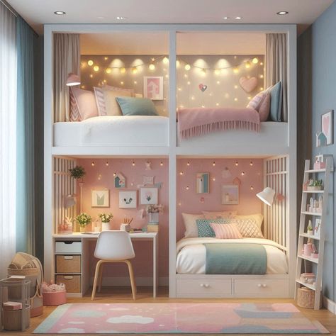 #bedroom   #girls'bedroom   #cute  #rose  #beds  #bunkbed Teen Girl Bunk Bed Rooms, Bunkbed Room Ideas Teen, Girls Bedroom Ideas With Bunk Beds, Girls Bedroom Ideas Bunk Beds, Bunkbed Room Ideas, Girls Bunkbed Bedroom Ideas, Girl Bunk Bed Rooms, Girls Cabin Bed, Aesthetic Bunk Bed