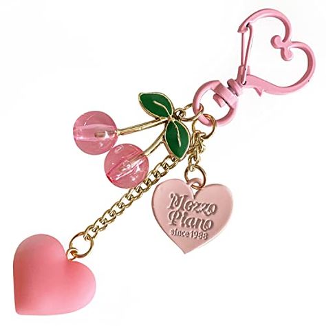 Cute Cherry Keychain with Heart Clasp, Lovely Heart Keyring Charm, Keychain Accessories for Women and Girls Cherry Keychain, Clay Idea, Selling Apps, Keychain Accessories, Heart Keyring, Amazon Devices, Girls Red, Red Cherry, Charm Keychain