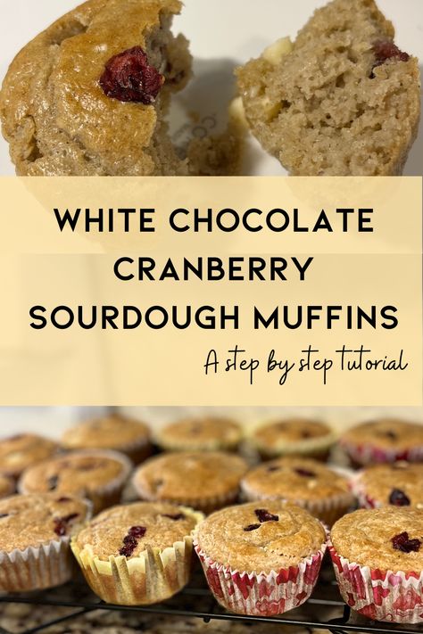 This sourdough muffin recipe is sure to please. Step over chocolate chip muffins and step in white chocolate sourdough muffins. This recipe has white chocolate chips, dried cranberries and sourdough discard. Sourdough Muffin, Cranberry Sourdough, Chocolate Sourdough, Sourdough Muffins, Dried Cranberry, Gluten Free Sourdough, White Chocolate Chip, White Chocolate Cranberry, Muffin Batter