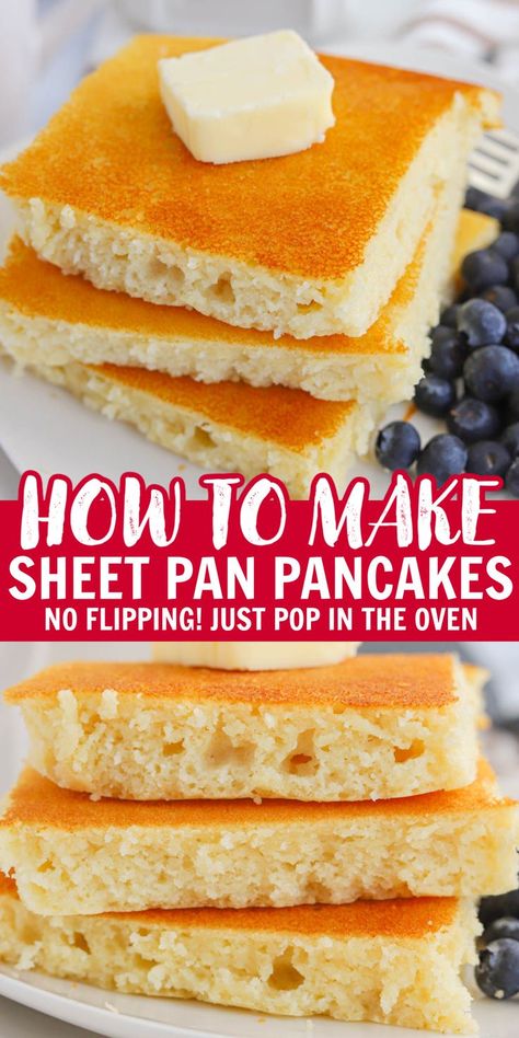 Pancakes In The Oven, Oven Pancake Recipe, Baked Pancake Recipe, Sheet Pan Pancakes, Pancake Mix Recipe, Pan Pancakes, How To Cook Pancakes, Pancake Mix Recipes, Easy Bake Oven