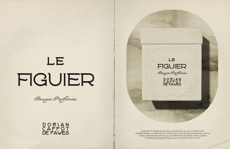 Dorian Caffot de Fawes is a London-based French antiques dealer who focuses on the 20th Century, typically from 1920 to 1970. We collaborated in the creation of the brand identity for his home fragranced candle collection. 1970 Design Graphics, Vintage French Packaging, Antique Graphic Design, French Branding Design, Antique Logo Design, French Branding, French Packaging, French Graphic Design, French Logo