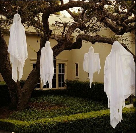 Simple but attractive! Simple Halloween House Decor Outside, Decoracion Hallowen Ideas, Läskig Halloween, Halloween Garden Decorations, Soirée Halloween, Dekorasi Halloween, Scary Halloween Decorations Outdoor, Halloween Diy Outdoor, Halloween Ghost Decorations