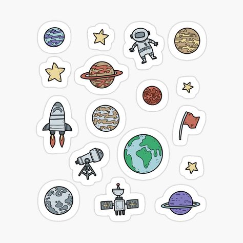 Stiker Planet, Space Ships Drawing, Space Scrapbook, Saturn Sticker, Universe Stickers, Planet Stickers, Outer Space Design, Tata Surya, Space Stickers