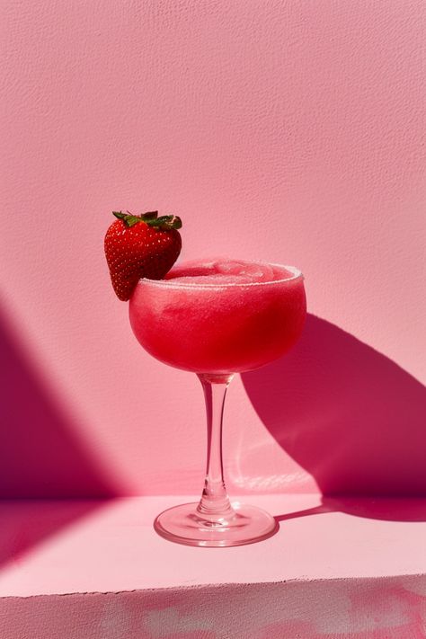 Delicious Frozen Strawberry Daiquiri Recipe for Refreshing Summer Cocktails #cocktails #cocktailrecipes Strawberry Daiquiri Recipe Frozen, Strawberry Daiquiri Aesthetic, Summer Drinks Aesthetic, Cocktail Photoshoot, Aesthetic Cocktails, Strawberry Daiquiri Cocktail, Cocktails Aesthetic, Strawberry Daiquiri Recipe, Cocktail Aesthetic