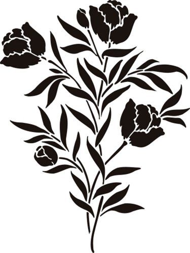 Free printable Peony stencils and templates Flower Stencil Patterns, Glass Etching Patterns, Stencil Patterns Templates, Flower Stencils, Stencils Painting, Wall Stencil Patterns, Tree Drawings Pencil, Floral Stencil, Painting Stencils