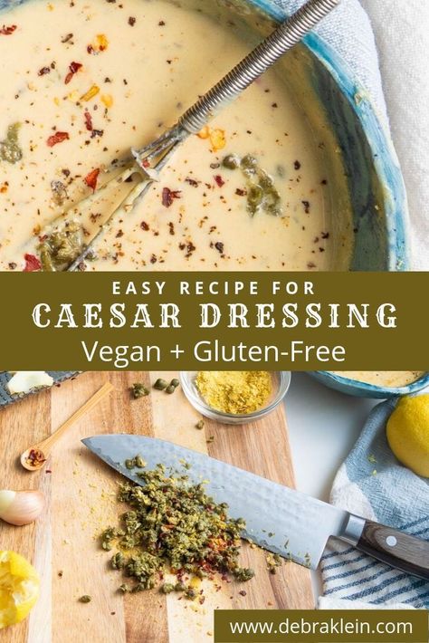 Dairy Free Creamy Dressing, Vegan Caesar Salad Dressing, Healthy Dressing Recipes, Whole Foods Plant Based, Vegan Caesar Dressing, Caesar Dressing Recipe, Vegan Caesar Salad, Healthy Dressing, Vegan Caesar