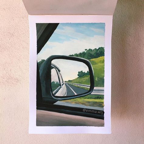 emma on Instagram: “collab with @artcartbydiksha 🍃 our theme is ‘car window’ 🍃 it’s my first time doing a car window 😯 i painted from my own photo :D hope…” Painting On Canvas For Beginners, Regnul Animal, Canvas For Beginners, Gouache Art, Canvas Painting Ideas, Abstract Art Painting Diy, Canvas Painting Designs, Seni Cat Air, Art Painting Gallery